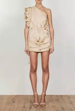 Shona Joy Sundance One Shoulder Mini Dress Cream Print Size 10 for rent on The Volte - image 1