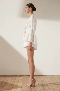 Shona Joy Alba Flared Sleeve Tie Front Playsuit Cream Size 8 for rent on The Volte - image 3