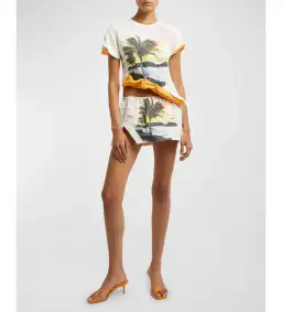 Christopher Esber Lost Souvenir Crushed Graphic Tee and Micro Skirt Size AU 8