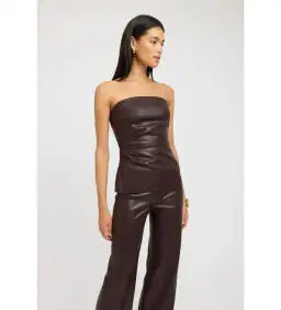 Kookai Phoenix Rouched Top and Phoenix Pant Set Chocolate Size 38 / AU 10 for rent on The Volte - image 2