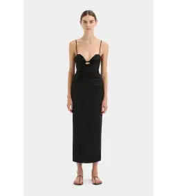 Sir The Label Noemi Balconette Midi Dress Black Size AU 10