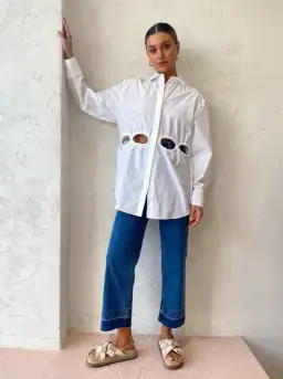 Sir the Label Mason Laced Shirt Dress White Size 10