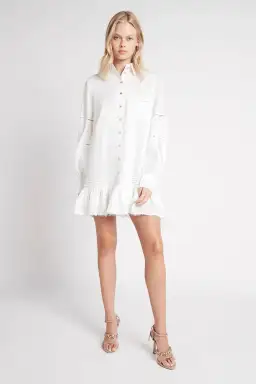 Aje Lotus Shirt Mini Dress Ivory Size 14 for rent on The Volte - image 1