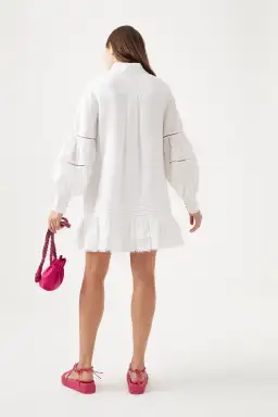 Aje Lotus Shirt Mini Dress Ivory Size 14 for rent on The Volte - image 3
