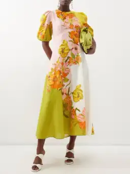 Alemais Silas Linen Midi Dress Floral Print Size 8 for rent on The Volte - image 2