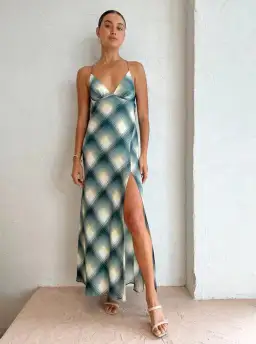 Bec & Bridge Edie Split Maxi Dress in Teal Size 8 for rent on The Volte - image 3