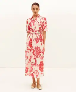 Kate Ford Delta Utility Gown Midi Dress Camellia Size 8