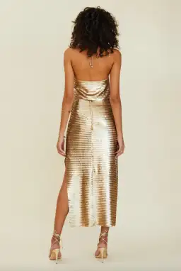 Suboo Pyra High Split Maxi Skirt in Gold Size 10 for rent on The Volte - image 2