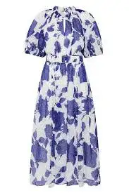 Aje Elysium Blouson Midi Dress Neo Rose Size 14 for rent on The Volte - image 3