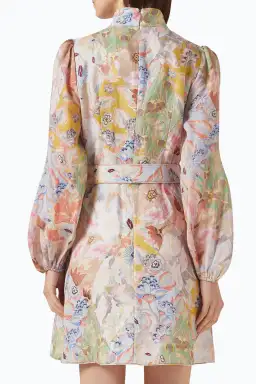 Zimmermann The Illustration Belted Mini Dress in Multi Floral Diamond Size 1 / AU 10 for rent on The Volte - image 2