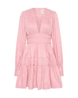 Aje Fallingwater Long Sleeve Mini Dress Chalk Pink Size AU 10 for rent on The Volte - image 3
