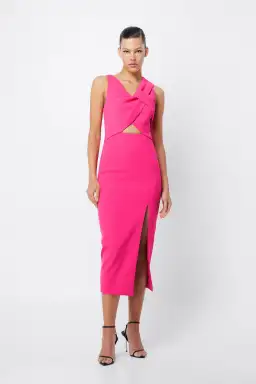 Mossman Solace Draped Midi Dress Fuchsia Size 8 for rent on The Volte - image 2
