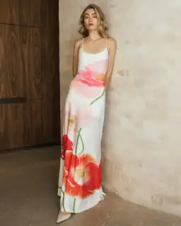 With Harper Lu Low Back Maxi Dress in Poppy Size 8 