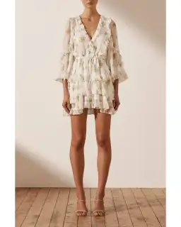 Shona Joy Julieta Balloon Sleeve Frill Mini Dress Print Size AU 14 for rent on The Volte - image 1