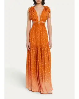 Hannah Artwear Amelie Printed Maxi Dress Orange Size AU 10
