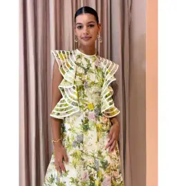 Alemais Eden Flounce Midi Dress Multi Size AU 14 for rent on The Volte - image 3