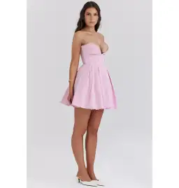 House of CB Mar Twill Strapless Mini Dress Cotton Candy Size AU 6