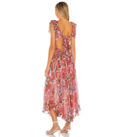 Zimmermann Poppy Frill Edge Midi Dress Crimson Floral Size 3/Au 14  for rent on The Volte - image 2