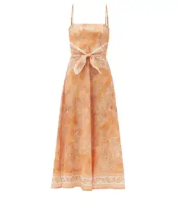 Zimmermann Brighton Tie-waist Paisley Midi Dress Orange/Print Size 0/Au 8 for rent on The Volte - image 3