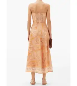 Zimmermann Brighton Tie-waist Paisley Midi Dress Orange/Print Size 0/Au 8 for rent on The Volte - image 4