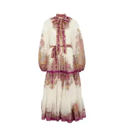 Zimmermann Teddy Paisley-print Midi Dress in White Size 0/Au 8  for rent on The Volte - image 2
