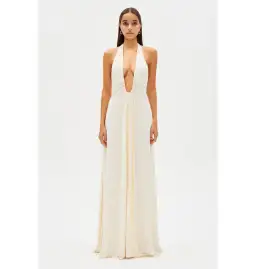 Misha Collection Jennifer Cupro Maxi Dress in Ivory Size Small / AU 8