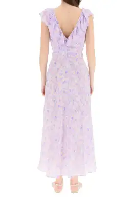 Rixo London Antoinette Silk Crepe De Chine Midi Dress In Purple Printed Size XS / AU 6 for rent on The Volte - image 2