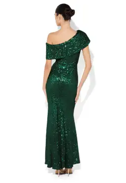 Montique Grace Sequin Gown Emerald Size 10 for rent on The Volte - image 3