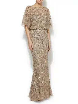 Montique Mimi Hand Beaded Sequin Gown Nude Size 8 for rent on The Volte - image 1