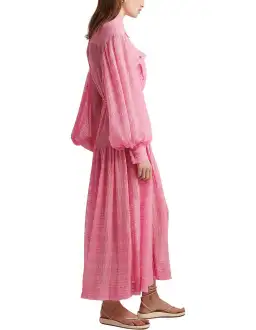 Alemais Antonella Silk Embroidered Shirt Maxi Dress Pink Size 6 AU for rent on The Volte - image 7