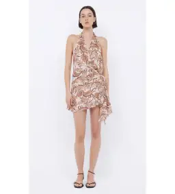 Bec & Bridge Jocelyn Wrap Mini Dress Cream Swirl Size 8 