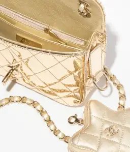 Chanel Gold Metallic Mirror Leather Mini Flap Bag with Star Coin Purse for rent on The Volte - image 4