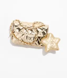 Chanel Gold Metallic Mirror Leather Mini Flap Bag with Star Coin Purse for rent on The Volte - image 2