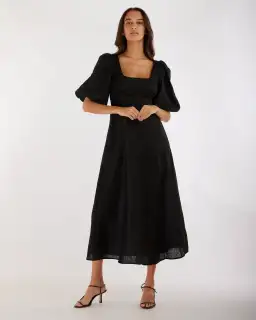 Amelius Romilly Linen Dress Balck Size 12  for rent on The Volte - image 1