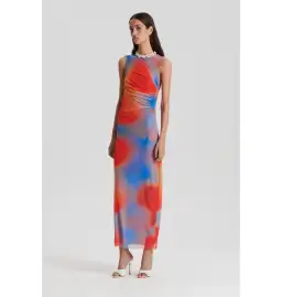 Scanlan Theodore Watercolour Dress Blue/Red Size AU 10
