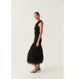 Aje Rushes Raffia Knit Midi Dress Black Size AU XS/US 2 for rent on The Volte - image 2