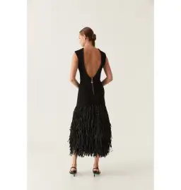 Aje Rushes Raffia Knit Midi Dress Black Size AU XS/US 2 for rent on The Volte - image 4