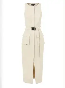 MOSSMAN BEIGE ON HIATUS MIDI SAFARI DRESS for rent on The Volte - image 7