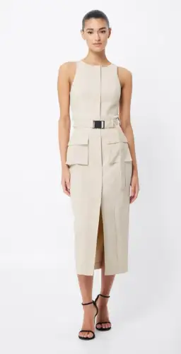 MOSSMAN BEIGE ON HIATUS MIDI SAFARI DRESS for rent on The Volte - image 1