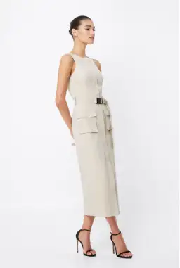 MOSSMAN BEIGE ON HIATUS MIDI SAFARI DRESS for rent on The Volte - image 3