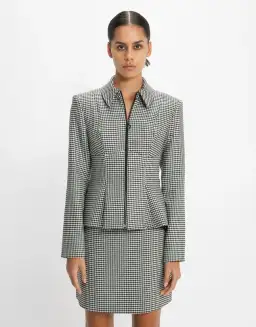 Cue Houndstooth Collared Peplum Jacket & A-Line Mini Skirt Power Suit Size 8 & 10 for rent on The Volte - image 4