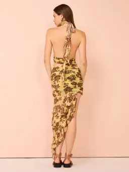 Bec & Bridge Malibu Bay Halter Dress Citrus Plum Floral Size AU 8 for rent on The Volte - image 2