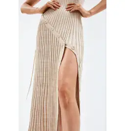 Christopher Esber Deconstruct Marle Spiral Knit Dress Tan Size XS / AU 6 for rent on The Volte - image 4