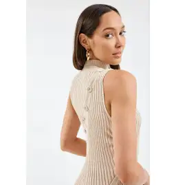 Christopher Esber Deconstruct Marle Spiral Knit Dress Tan Size XS / AU 6 for rent on The Volte - image 6