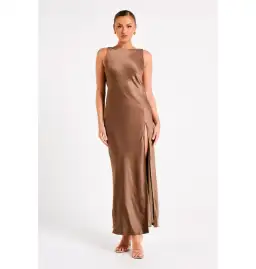 Meshki Gemima Satin Maxi Dress Brown Size S / AU 8 for rent on The Volte - image 1