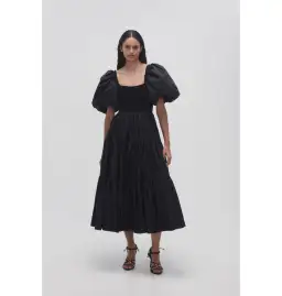 Aje Casa Puff Sleeve Dress in Black Size AU 12 for rent on The Volte - image 1