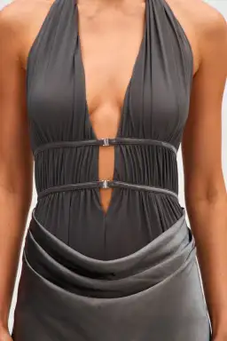 Misha Celine Satin Maxi Dress Pewter Grey Size 8 for rent on The Volte - image 2