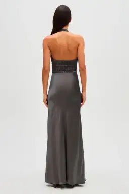 Misha Celine Satin Maxi Dress Pewter Grey Size 8 for rent on The Volte - image 3