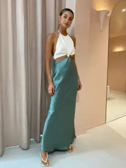 Bec & Bridge Carrie Halter Maxi Dress Multi Green Size 8