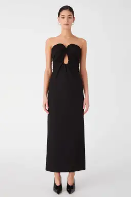 Misha Dani Strapless Maxi Dress in Black Size 10